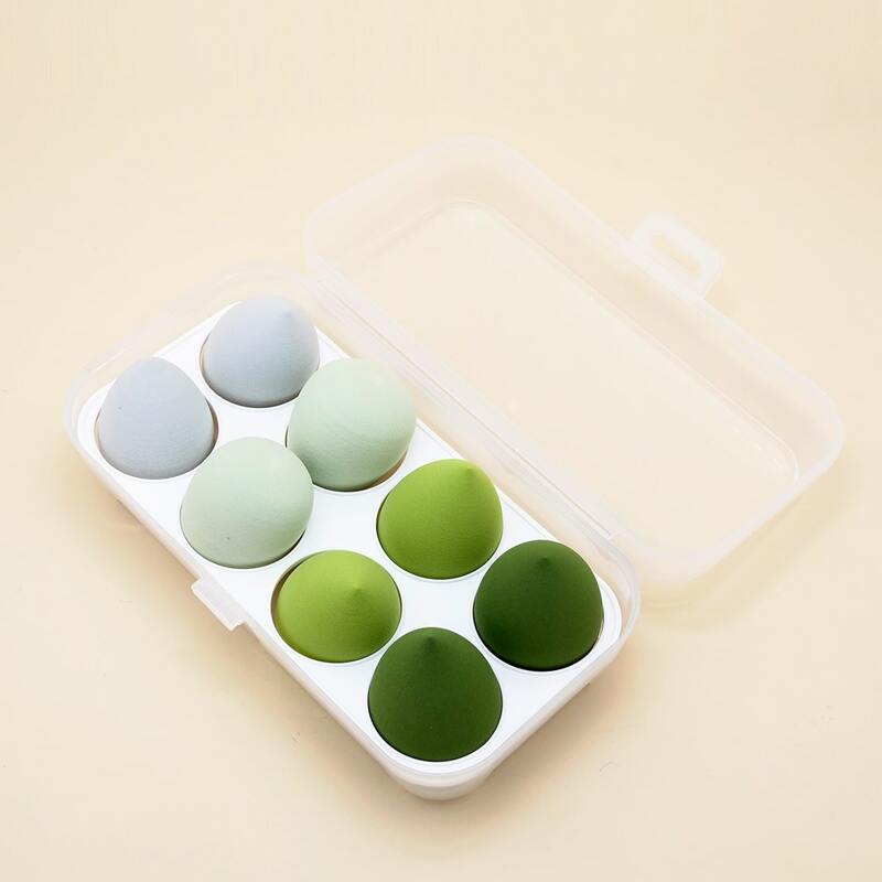 

8pcs Makeup Puff With Box, Multicolor