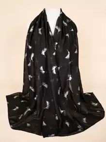 1pc Graphic Scarf - Black - View 1