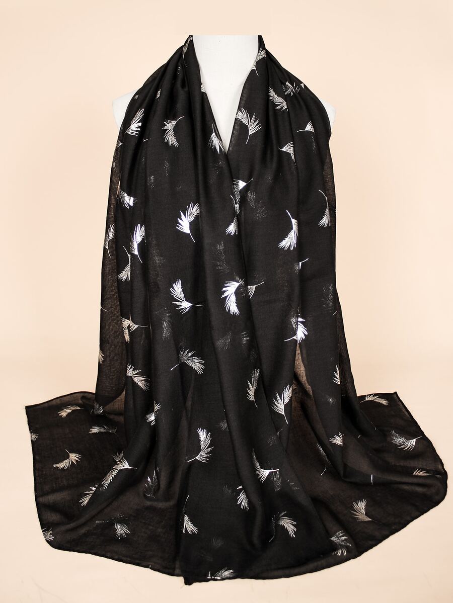 1pc Graphic Scarf - Black - View 1