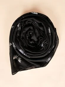 1pc Graphic Scarf - Black - View 2