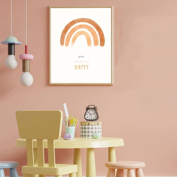 

Rainbow Print Kids Unframed Painting, White