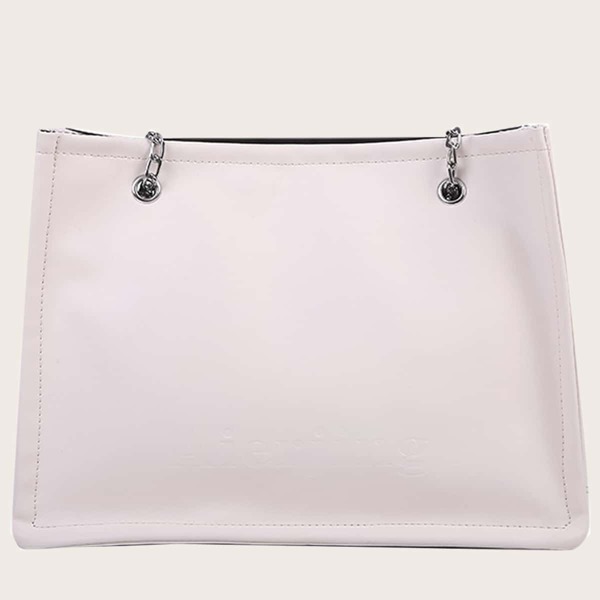 

Minimalist Chain Shoulder Tote Bag, Beige