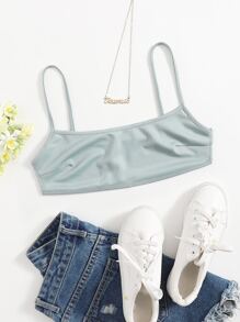 SHEIN ICON Solid Backless Cami Top - Mint Green - View 1