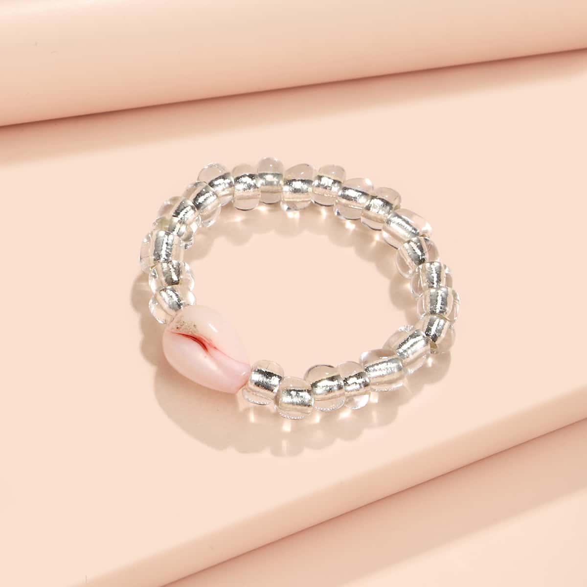 

1pc Crystal Beaded Ring, Pink