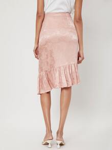 SHEIN Unity Viscose Asymmetrical Jacquard Skirt - Baby Pink - View 2