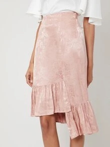 SHEIN Unity Viscose Asymmetrical Jacquard Skirt - Baby Pink - View 8