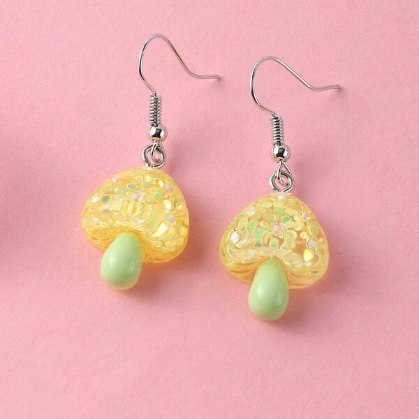 

Girls Mushroom Drop Earrings, Yellow