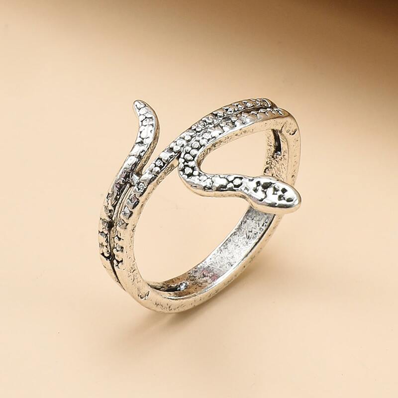 

1pc Snake Design Ring, Antique silver