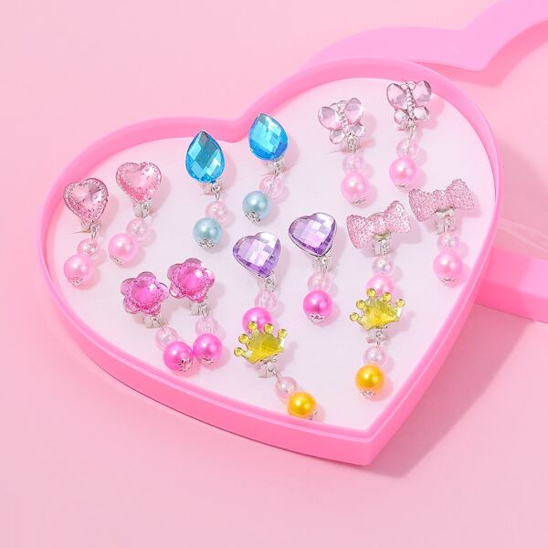 

Kids 7pairs Rhinestone Ear Cuff Drop Earrings, Multicolor