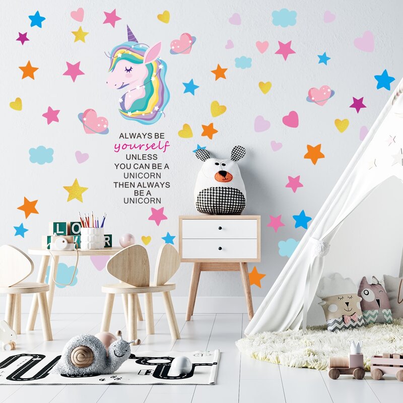 

Unicorn Print Kids Wall Sticker, Multicolor