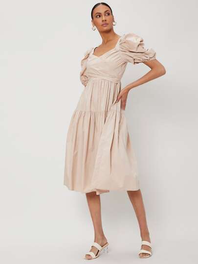 فستان ياقة سويت هارت مخلنج