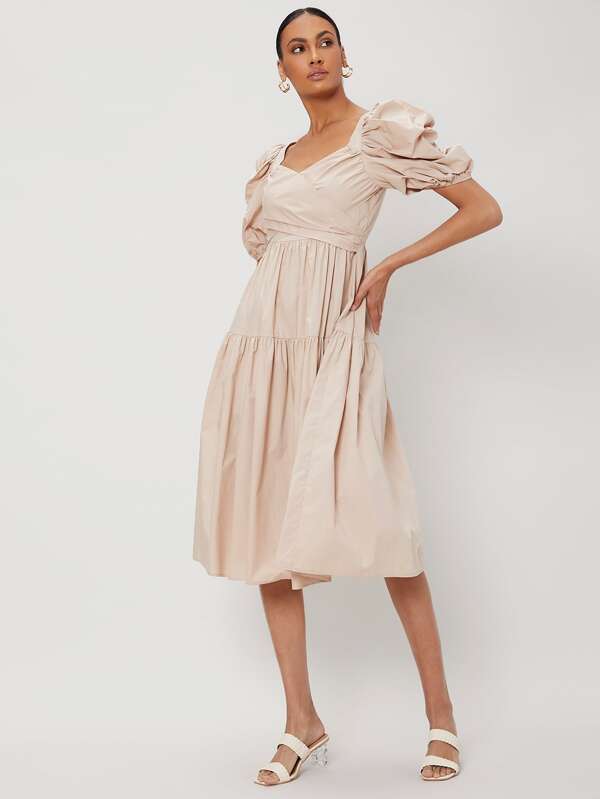 SHEIN Sweetheart Neck Gathered Dress