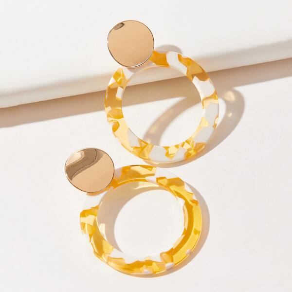 

Resin Round Earrings, Gold