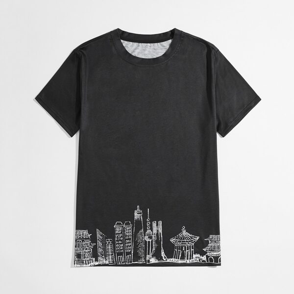 

Men Graphic Print Tee, Black