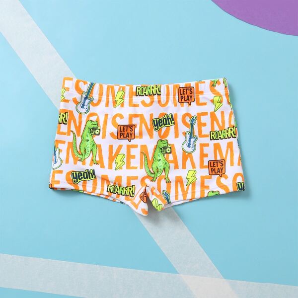 

Toddler Boys Dinosaur & Letter Graphic Swim Shorts, Multicolor