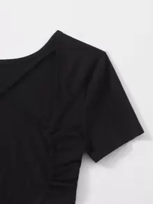 SHEIN Qutie Criss Cross Backless Crop Tee - Black - View 3