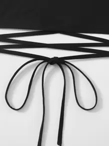 SHEIN Qutie Criss Cross Backless Crop Tee - Black - View 4