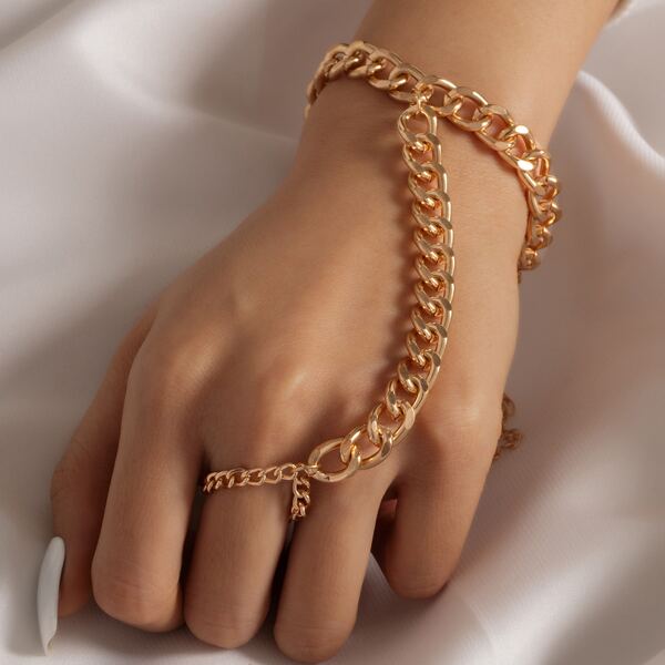 

Ring Linked Chain Bracelet, Gold