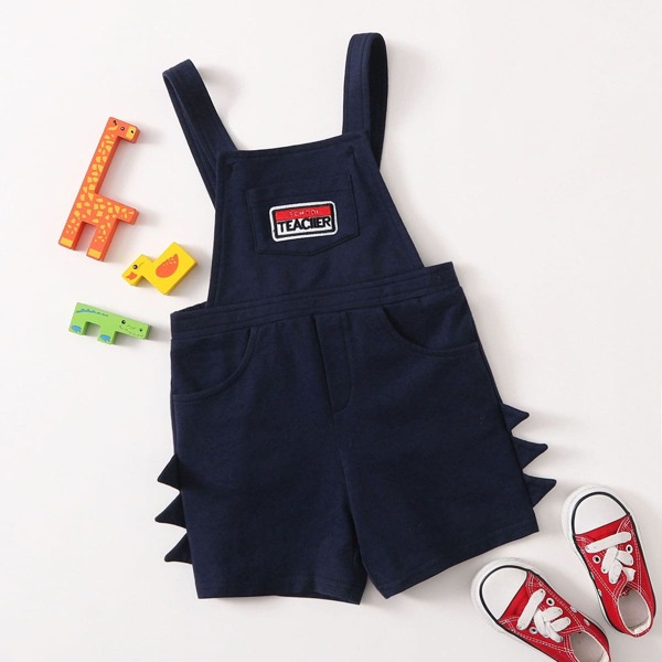 

Toddler Boys Patch Detail Triangle Trim Overalls, Navy blue