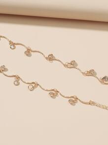 Scallop Crystal Tassel Necklace - Yellow Gold - View 3