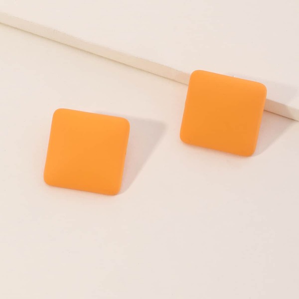 

Resin Square Earrings, Orange