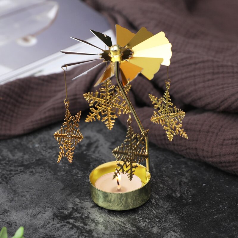 

Snowflake Pendant Rotary Candle Holder, Gold