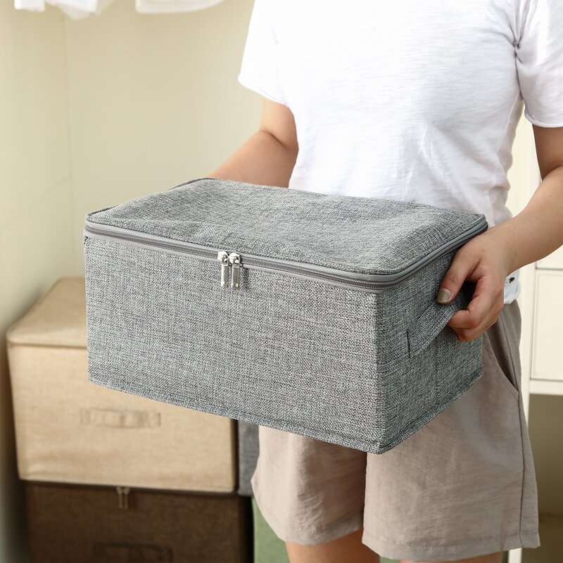 

1pc Clothes Zipper Storage Box, Grey