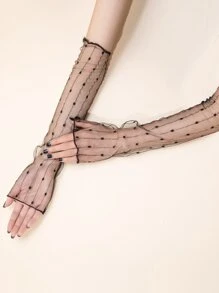 1pair Mesh Arm Sleeves For Decoration For Daily Life Party Wedding - Black - View 3