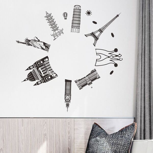 

Building Pattern Wall Sticker, Black