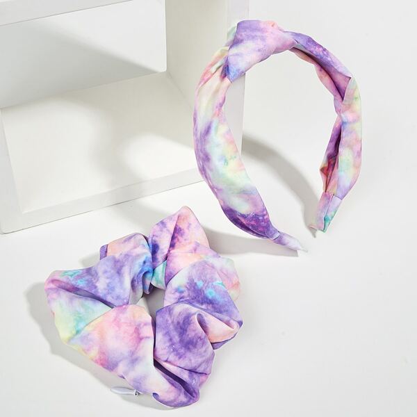 

1pc Knot Hair Hoop & 1pc Hair Tie, Purple