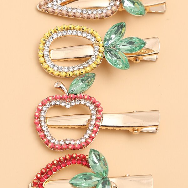 

4pcs Rhinestone Decor Hair Clip, Multicolor
