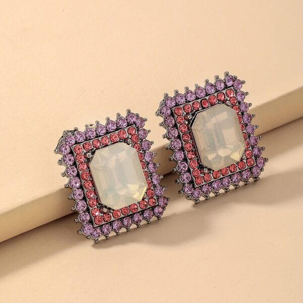 

Rhinestone Square Stud Earrings, Multicolor