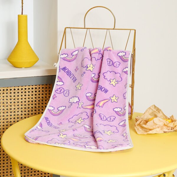 

1pc Rainbow Print Absorbent Face Towel, Purple
