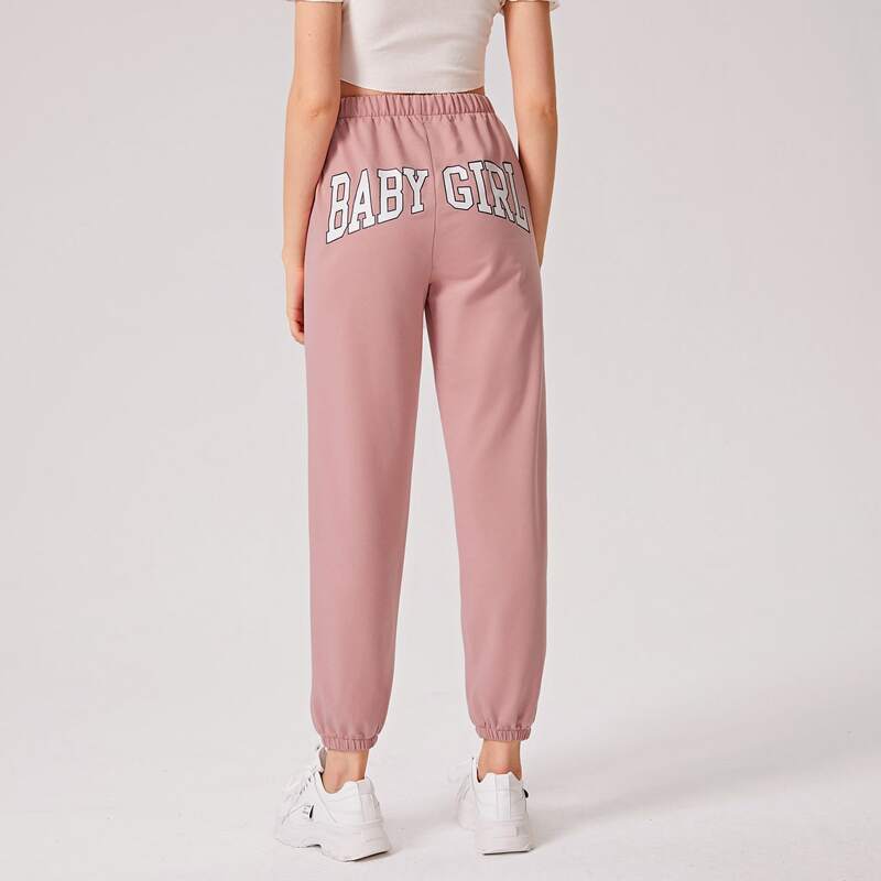 

Letter High Waist Sweatpants, Dusty pink