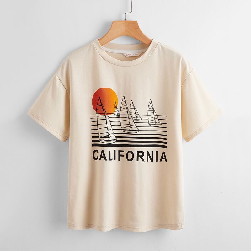 

Letter Ship Graphic Tee, Beige