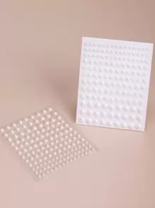 1 Hoja De Pegatinas Tatuaje De Ojos Con Perlas Falsas - Blanco - Ver 1