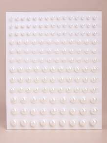 1 Hoja De Pegatinas Tatuaje De Ojos Con Perlas Falsas - Blanco - Ver 3