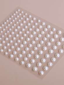 1 Hoja De Pegatinas Tatuaje De Ojos Con Perlas Falsas - Blanco - Ver 6