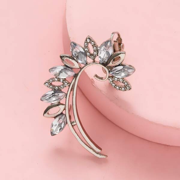 

1pc Zircon Decor Earring, Silver