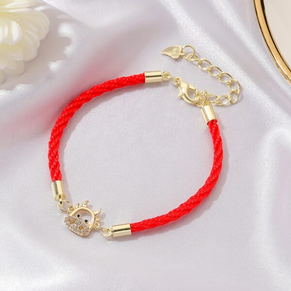 

Rhinestone Cow Rope Bracelet, Red