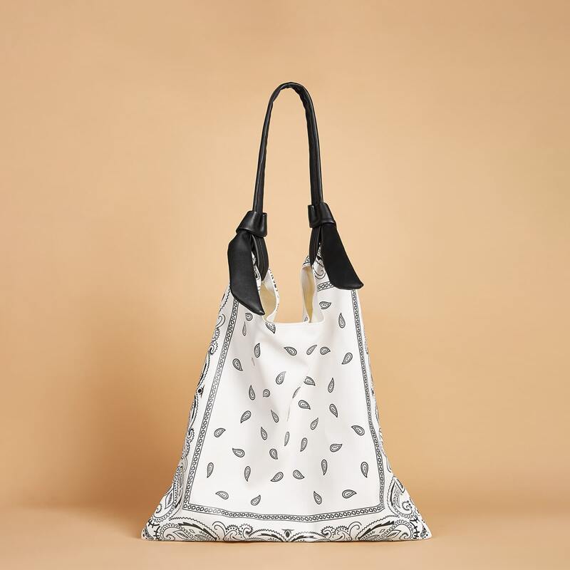 

Paisley Pattern Shoulder Bag, Black and white