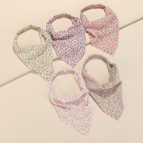 

5pcs Floral Print Hair Band, Multicolor