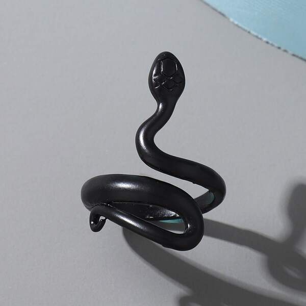 

Snake Cuff Ring, Black