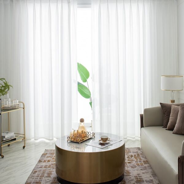 

Plain Single Panel Sheer Curtain, White
