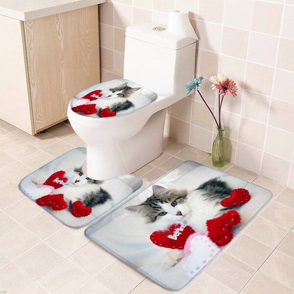 

1pc Cat Pattern Non-slip Bath Mat, Multicolor