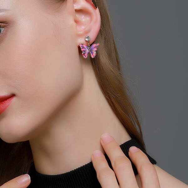 

1pc Butterfly Decor Earring, Gold