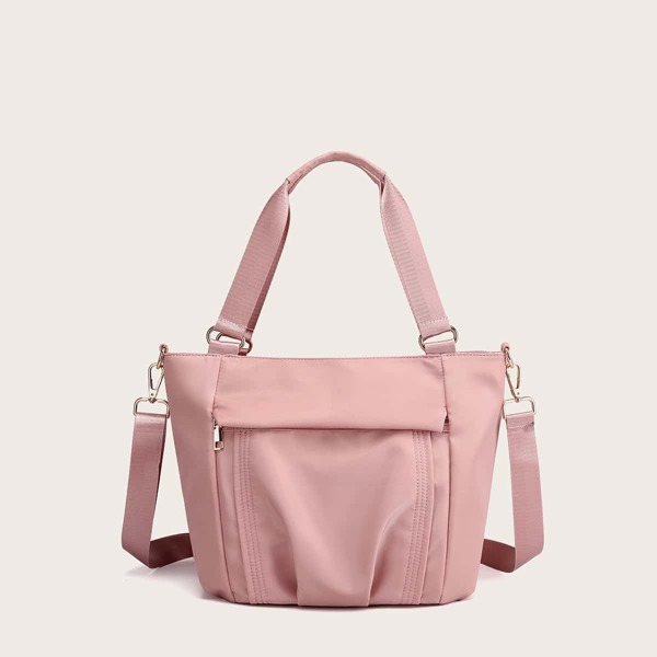 

Ruched Top Handle Tote Bag, Dusty pink