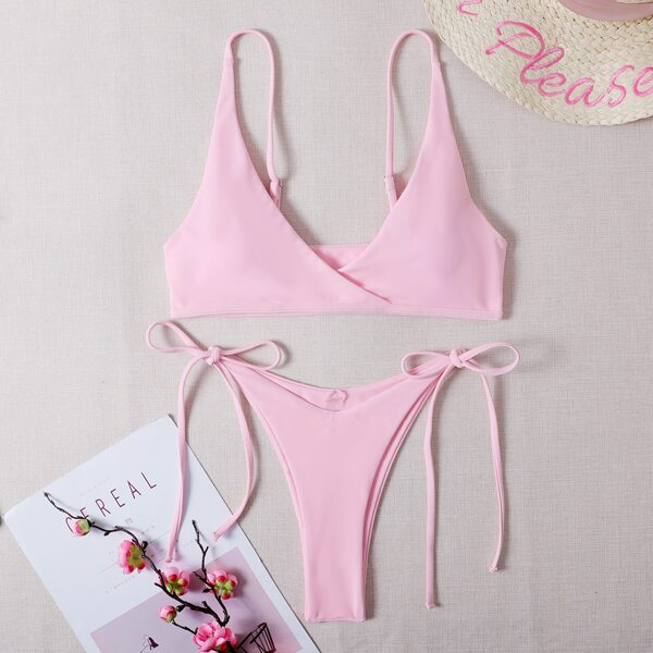 

Tie Side Bikini Swimsuit, Baby pink