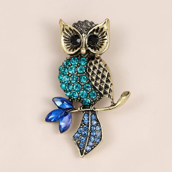 

Owl Design Brooch, Multicolor