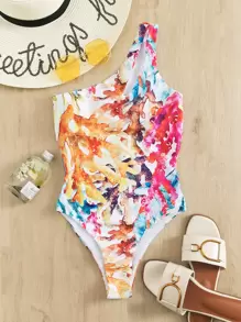 SHEIN Swim Bañador una pieza de un hombro con estampado - Multicolor - Ver 6